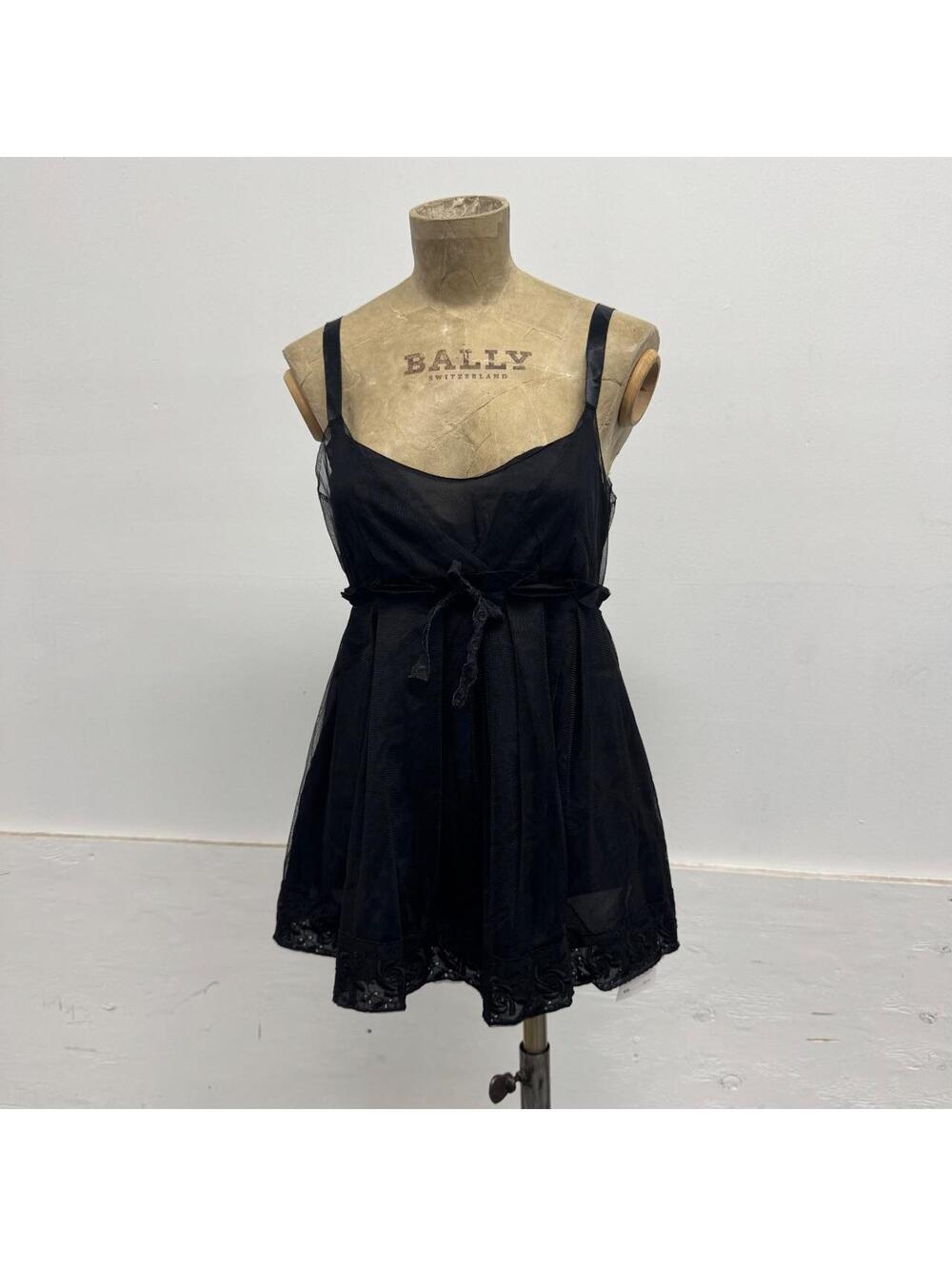 Vintage Y2K Jill Stuart Black Silk Blend Mesh Cami Babydoll Top